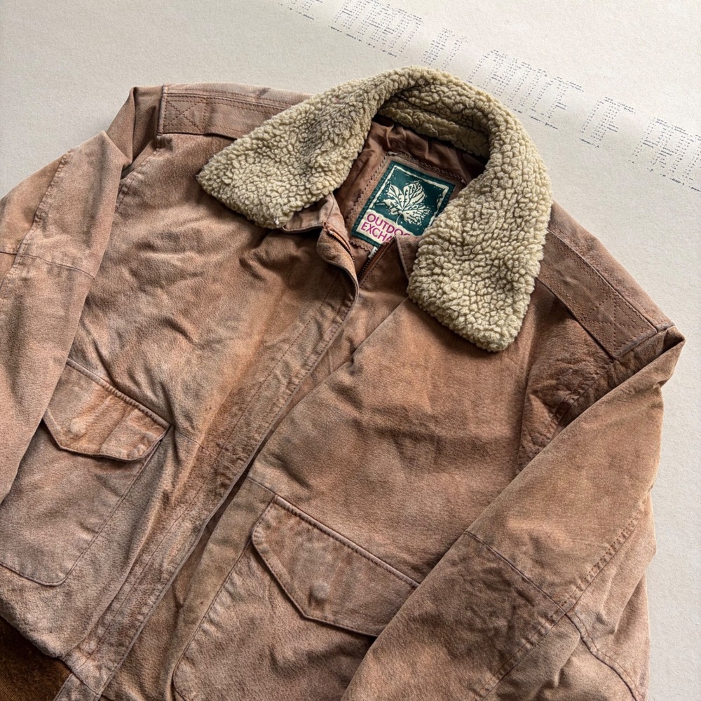 Vintage Outdoor Exchange Suede Leather Bomber Jacket